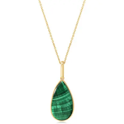 14K Yellow Gold Chatoyant Malachite Pendant, PMKFFPR501155C, Call for current price