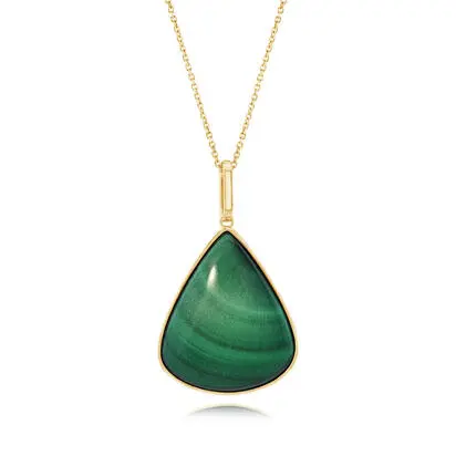 14K Yellow Gold Malachite Cabochon Pendant<br>PMKPR9982510C<div class='big'>$1,745.00</div>
