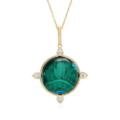 14K Yellow Gold Malachite/Chrysocolla/ Diamond Pendant, PMKRD9983714C, $7,945.00