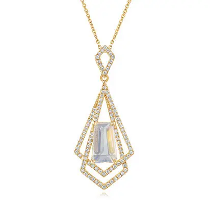 18K Yellow Gold Rainbow Moonstone/Diamond Pendant<br>PMLBG830293EI