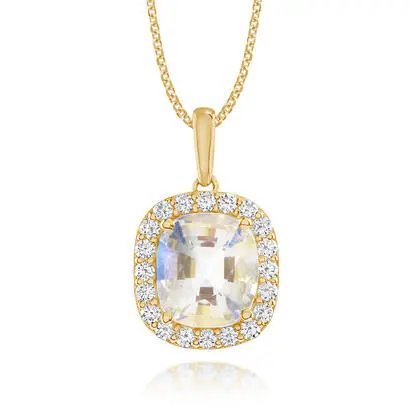 18K Yellow Gold Rainbow Moonstone/Diamond Pendant<br>PMLCU830363EI