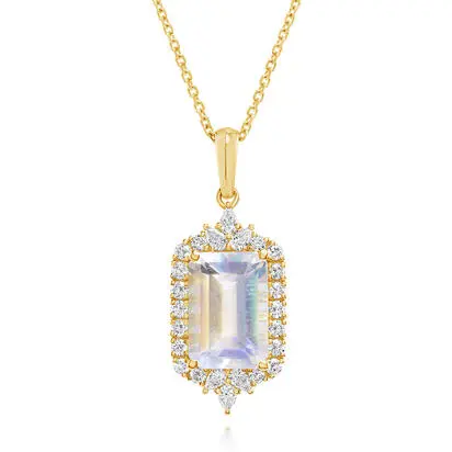 18K Yellow Gold Rainbow Moonstone/Diamond Pendant<br>PMLOC830304EI