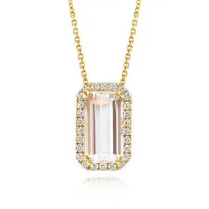 18K Yellow Gold Rainbow Moonstone/Diamond Pendant<br>PMLOC840414EI