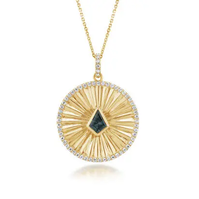 14K Yellow Gold Montana Sapphire /Diamond Medallion Pendant<br>PMSKT55086CI<div class='big'>$7,445.00</div>
