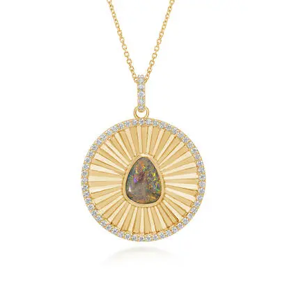 14K Yellow Gold Australian Black Opal/Diamond Medallion Pendant<br>PNBFF696132CI<div class='big'>$7,495.00</div>