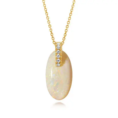 14K Yellow Gold Australian Opal/Diamond Pendant<br>PNLFS100365C<div class='big'>$1,545.00</div>