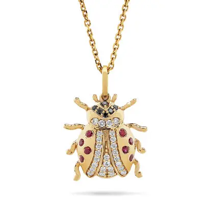 14K Yellow Gold Ruby/Diamond Ladybug Pendant | PNT059R1ACI