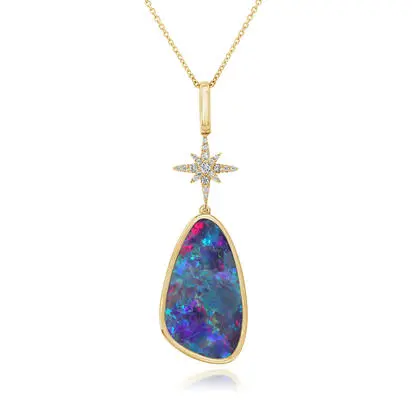 14K Yellow Gold Australian Opal/Diamond Star Pendant<br>POD345-25I<div class='big'>$6,245.00</div>