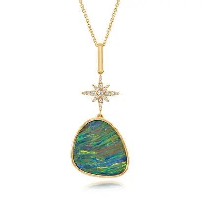 14K Yellow Gold Australian Opal/Diamond Star Pendant<br>POD345-51I<div class='big'>$10,495.00</div>