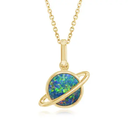 14K Yellow Gold 8mm Australian Opal Doublet Saturn Pendant<br>POD362ADXCI<div class='big'>$1,745.00</div>