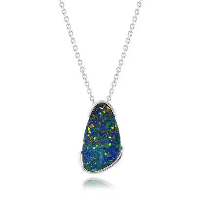 14K White Gold Australian Opal Doublet Pendant<br>PODW335-5I<div class='big'>$1,495.00</div>