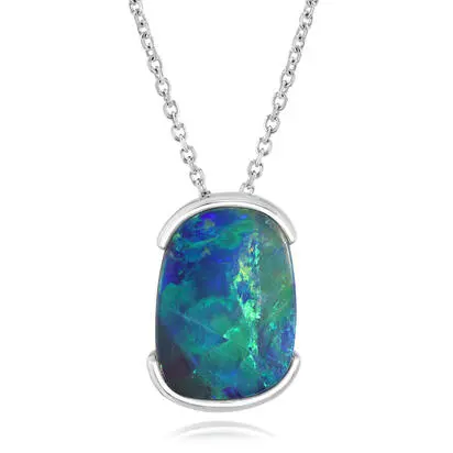 14K White Gold Australian Opal Doublet Pendant<br>PODW335-8I<div class='big'>$2,045.00</div>