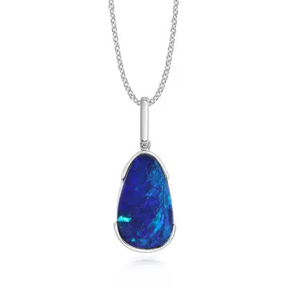 14K White Gold Australian Opal Doublet Pendant, PODW348-10I, $1,995.00