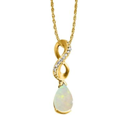14K Yellow Gold Australian Opal/Diamond Pendant | PPF069N12CI