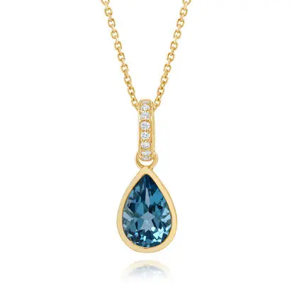 14K Yellow Gold Blue Topaz/Diamond Pendant, PPF322B21CI, $1,595.00