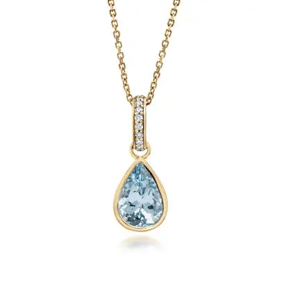 18K Yellow Gold Aqua/Diamond Pendant, PPF322Q0AEI, $3,345.00