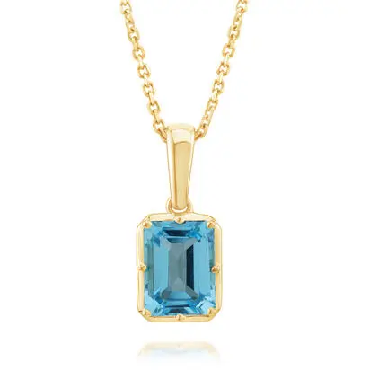 14K Yellow Gold 8x6mm Octagon Blue Topaz Pendant, PPF502B2XCI, $1,045.00