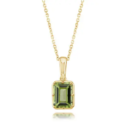 14K Yellow Gold 8x6mm Octagon Peridot Pendant | PPF502T2XCI