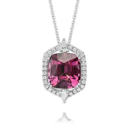 Platinum Pink Garnet/Diamond Pendant | PPGCU755619PI