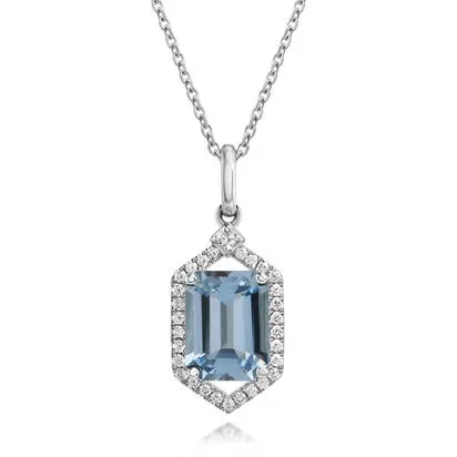 Platinum Aquamarine/Diamond Pendant<br>PQ1OC775179-1PI