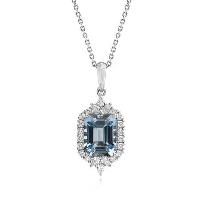 Platinum Aquamarine/Diamond Pendant<br>PQ1OC775194PI