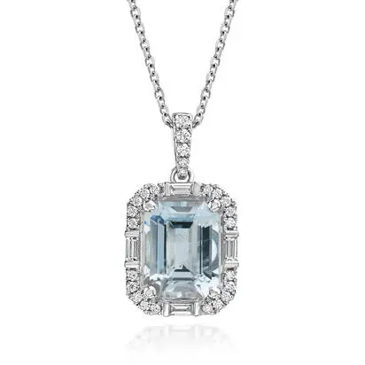 Platinum Aquamarine/Diamond Pendant<br>PQ1OC775199PI