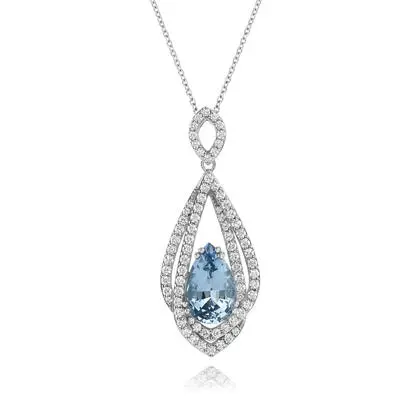 Platinum Aquamarine/Diamond Pendant<br>PQ2PR750314PI