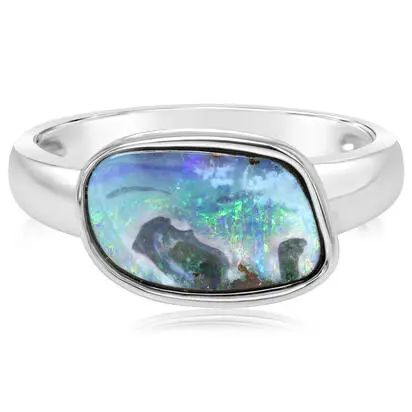 Sterling Silver Opal Boulder Ring | RB53S-8I