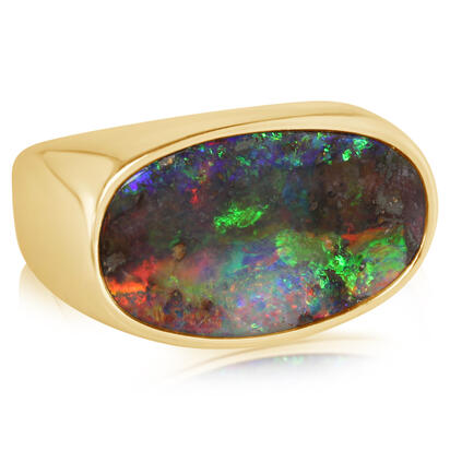 14K Yellow Gold Boulder Opal Ladies Ring 14K Yellow Gold Boulder Opal Ladies Ring