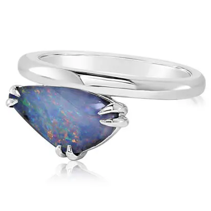 Sterling Silver Australian Boulder Opal Ring | RBR0591CXSI