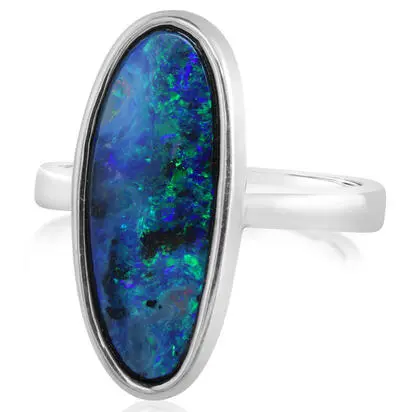 Sterling Silver Australian Boulder Opal Ring | RBR076S-3I