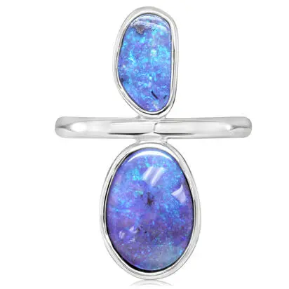 Sterling Silver Australian Boulder Opal Ring | RBR088S-3I