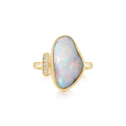 14K Yellow Gold Australian Boulder Opal/Diamond Ring, RBR602-22I, $4,495.00