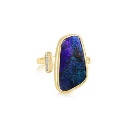 14K Yellow Gold Australian Boulder Opal/Diamond Ring, RBR602-26I, $4,995.00