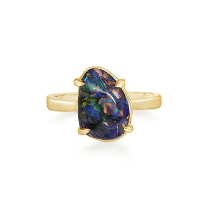 14K Yellow Gold Australian Boulder Opal Ring, RBR606-12I, $3,795.00
