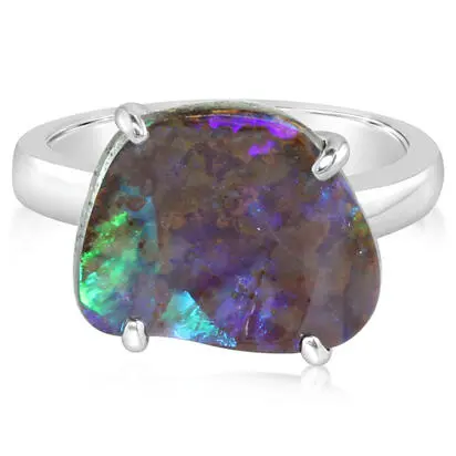 Sterling Silver Australian Boulder Opal Ring | RBR612S-3I