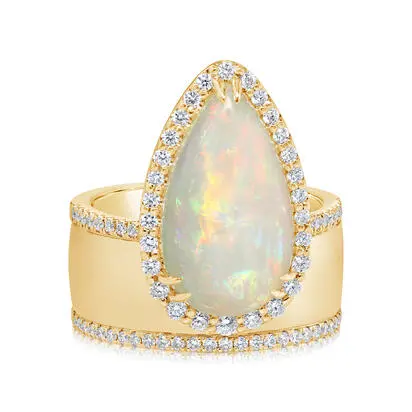 18K Yellow Gold Brazilian Opal/Diamond Ring | RBRPR785477EI