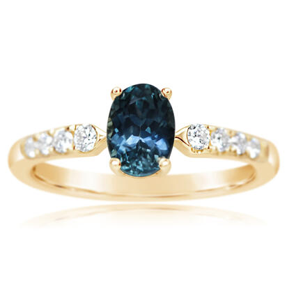 14K Yellow Gold Montana Sapphire/Diamond Ring 14K Yellow Gold Montana Sapphire/Diamond Ring