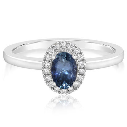 14K White Gold Montana Sapphire/Diamond Ring 14K White Gold Montana Sapphire/Diamond Ring