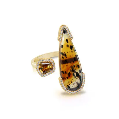 14K Yellow Gold Montana Agate/Orange Montana Sapphire/Diamond Ring, RCMFFPR2201040C, $10,395.00