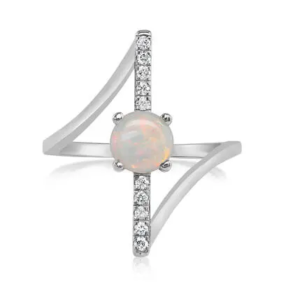 14K White Gold Australian Opal/Diamond Ring | RCO213N22WI