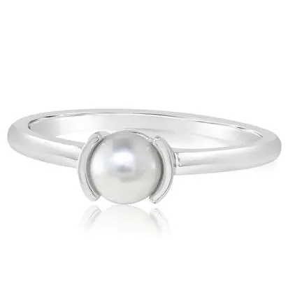14K White Gold Freshwater Cultured Pearl Ring | RCO229P2XW