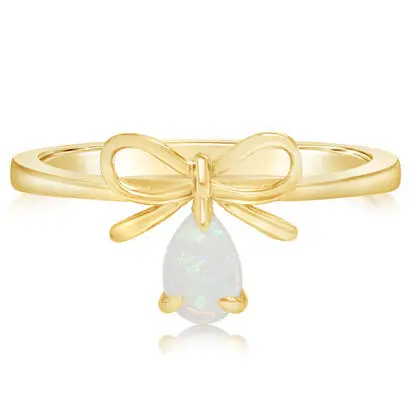 14K Yellow Gold Australian Opal Bow Ring | RCO320N1XCI