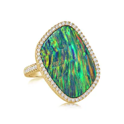 18K Yellow Gold Australian Opal Doublet/Diamond Ring<br>RDBFF2201060E<div class='big'>$16,595.00</div>