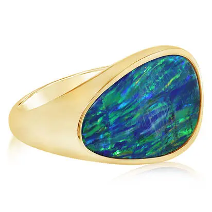 14K Yellow Gold Australian Opal Doublet Ring | RDBFF220540C