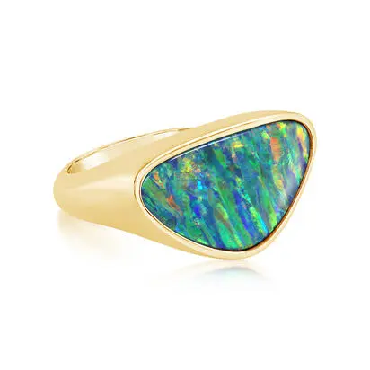 18K Yellow Gold Australian Opal Doublet Ring | RDBFF220610E