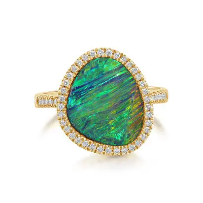 14K Yellow Gold Australian Opal Doublet/Diamond Ring, RDBFF350317CI, $7,645.00