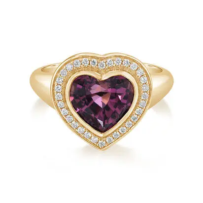 18K Yellow Gold Purple Garnet/Diamond Ring<br>RGPHT825309EI
