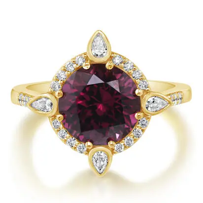 18K Yellow Gold Purple Garnet/Diamond Ring<br>RGPRD925401EI