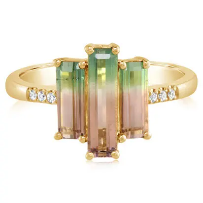 14K Yellow Gold Bi-Color Tourmaline/Diamond Ring, RH2OC250173CI, Call for current price
